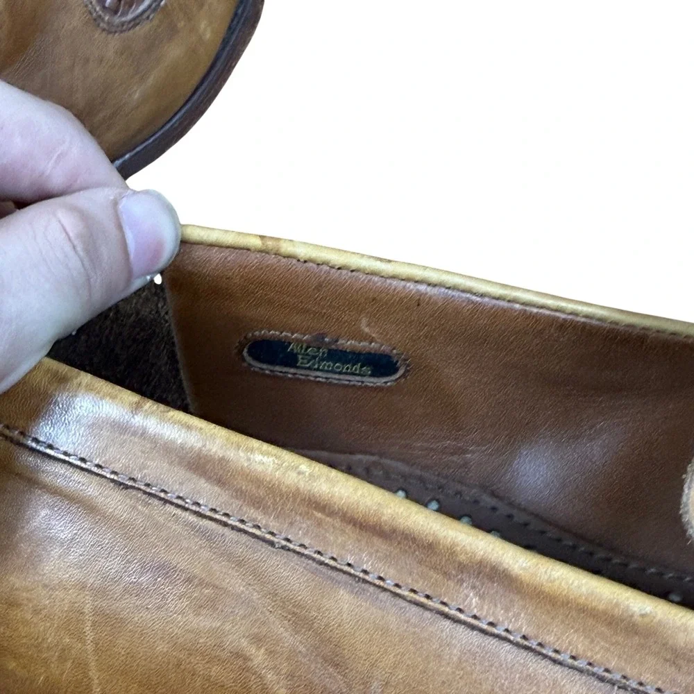 Allen Edmonds Carlstadt Loafers Mens 11.5 D Tan Woven Leather Penny Slip On Shoe